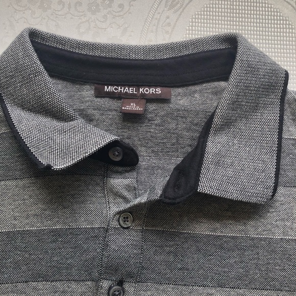 Michael Kors Gray Stripes Polo Shirt Men’s Size XL Short Sleeves Classic-Fit - Picture 3 of 16